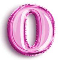 número 0 globo número rosa metalizado. ilustración de número lleno de perfil aerodinámico aislado sobre fondo transparente. elemento de diseño para la decoración de fiestas festivas png