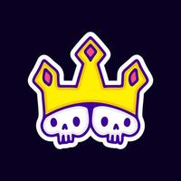 Cute skulls with king crown illustration. Artwork for street wear, t shirt, posters, bomber jackets, hoodie, patchworks. vector