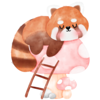 linda ilustración de panda rojo png