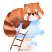 linda ilustração de panda vermelho png