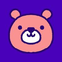 Cute bear head doodle cartoon, illustration for t-shirt, sticker, or apparel merchandise. With modern pop and urban style. vector