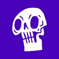 Retro skull head cartoon, illustration for t-shirt, sticker, or apparel merchandise. With urban style. vector