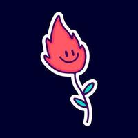 Cute fire plant illustration. Artwork for street wear, t shirt, posters, bomber jackets, hoodie, patchworks. vector