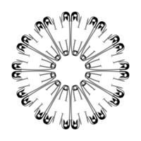 konstnärlig cirkel form tillverkad från säkerhet stift sammansättning för dekoration, utsmyckad, logotyp, hemsida, konst illustration eller grafisk design element. formatera png