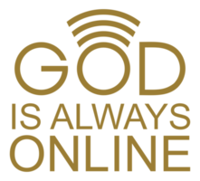 'gott ist immer online' zitatdesign, schriftzug für dekoration, textillustration, aufkleber, pin, t-shirt, hintergrund für tapete. PNG-Format png