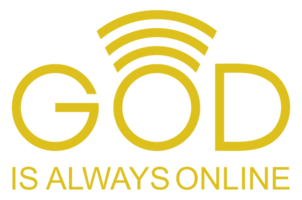 'god is altijd online' citaat ontwerp, belettering uitdrukking voor decoratie, tekst illustratie, sticker, pin, t shirt, achtergrond van voor behang. formaat PNG