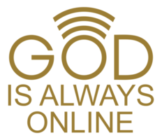 'god is altijd online' citaat ontwerp, belettering uitdrukking voor decoratie, tekst illustratie, sticker, pin, t shirt, achtergrond van voor behang. formaat PNG