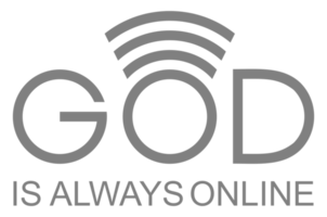 'god is altijd online' citaat ontwerp, belettering uitdrukking voor decoratie, tekst illustratie, sticker, pin, t shirt, achtergrond van voor behang. formaat PNG