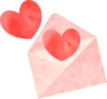 carta de amor de san valentín acuarela png