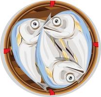 mackerel illustration in a plate vector
