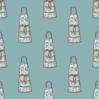 Aprons engraved seamless pattern. Vintage background for kitchen in hand drawn style. Vector repeated texture for print, fabric, wrapping, wallpaper, tissue.