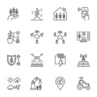 Smart Farming and Agriculture Technology Icons set, Vector icons on white background