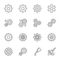 Gear Icon Set on white background, Vector Line icons