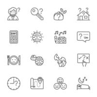 Alzheimer's Disease, Vector thin line icons set