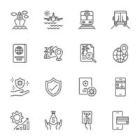 Travel Line Icons for Ease of Traveling concept. Simple thin line icons set, Vector icon design