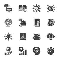 AI Artificial Intelligence technology and Machine Learning Icons, Vector Solid icons set.