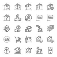 Real Estate, Vector illustration of thin line icons for business, banking