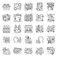 Risk of infection coronavirus covid-19 from the market, Simple thin line icons set vector
