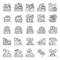 Natural Disaster, Vector illustration of thin line icons for Natural Disaster Contains such Icons as earth quake, flood, tsunami and other