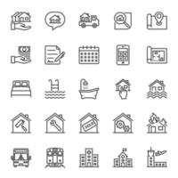 bienes raíces, ilustración vectorial de iconos de línea delgada para negocios, banca vector