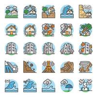 Natural Disaster, Vector illustration of thin line icons for Natural Disaster Contains such Icons as earth quake, flood, tsunami and other