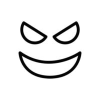 Evil face line icon isolated on white background. Black flat thin icon on modern outline style. Linear symbol and editable stroke. Simple and pixel perfect stroke vector illustration