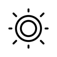Sun icon line isolated on white background. Black flat thin icon on modern outline style. Linear symbol and editable stroke. Simple and pixel perfect stroke vector illustration
