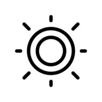 Sun icon line isolated on white background. Black flat thin icon on modern outline style. Linear symbol and editable stroke. Simple and pixel perfect stroke vector illustration