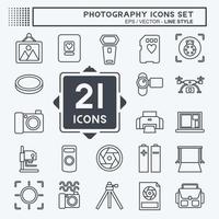 fotografía de conjunto de iconos. relacionado con el símbolo de la fotografía. estilo de línea diseño simple editable. ilustración sencilla vector