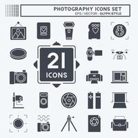 Icon Set Photography. related to Photography symbol. glyph style. simple design editable. simple illustration vector