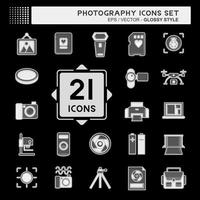 Icon Set Photography. related to Photography symbol. Glossy Style. simple design editable. simple illustration vector