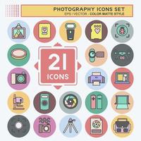 Icon Set Photography. related to Photography symbol. color mate style. simple design editable. simple illustration vector