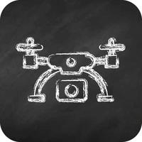 dron icono e imágenes aéreas. relacionado con el símbolo de la fotografía. estilo tiza. diseño simple editable. ilustración sencilla vector