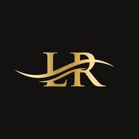 LR Logo design vector. Swoosh letter LR logo design vector