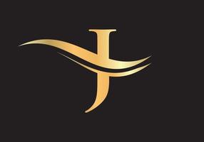 Letter J Logo Design. Water Wave J Logotype vector