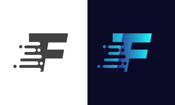 Letter F Logo Fast speed, quick energy drop icon.  Speed Logotype Element