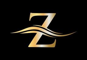 diseño del logotipo de la letra z. logotipo z con concepto de onda de agua vector