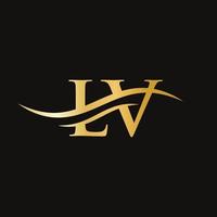 logotipo vinculado lv para la identidad comercial y de la empresa. vector de logotipo de letra creativa lv