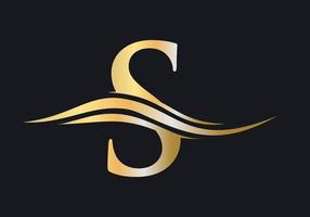 diseño del logotipo de la letra s. logotipo de s con concepto de onda de agua vector