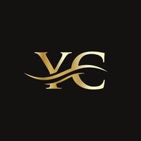 YC logo Design. Premium Letter YC Logo Design with water wave concept. vector