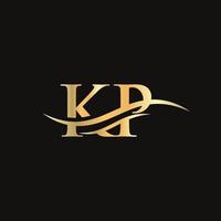 KP Logo design vector. Swoosh letter KP logo design vector