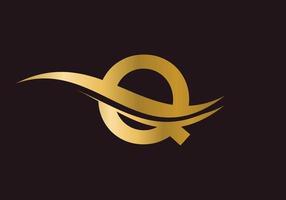 concepto de lujo del logotipo de la letra q vector