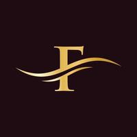 plantilla de logotipo de letra f moderna. vector de diseño de logotipo f. diseño de logotipo de letra f con concepto de onda de agua