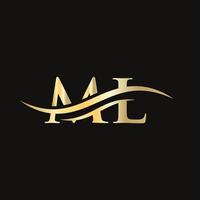 Initial linked letter ML logo design. Modern letter ML logo design vector