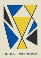 afiches de diseño geométrico mínimos de los años 20, arte mural, plantilla, diseño con elementos de formas primitivas. Fondo de vector de patrón retro bauhaus, colores de bandera ucraniana azul, amarillo y negro