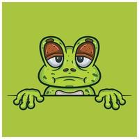 Bored Face Expression With Frog Cartoon. vector