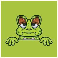 Bored Face Expression With Frog Cartoon. vector