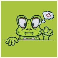 expresión de la cara enojada con caricatura de rana. vector