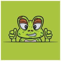 Smug Face Expression With Frog Cartoon. vector