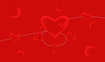 red heart background with line art vector